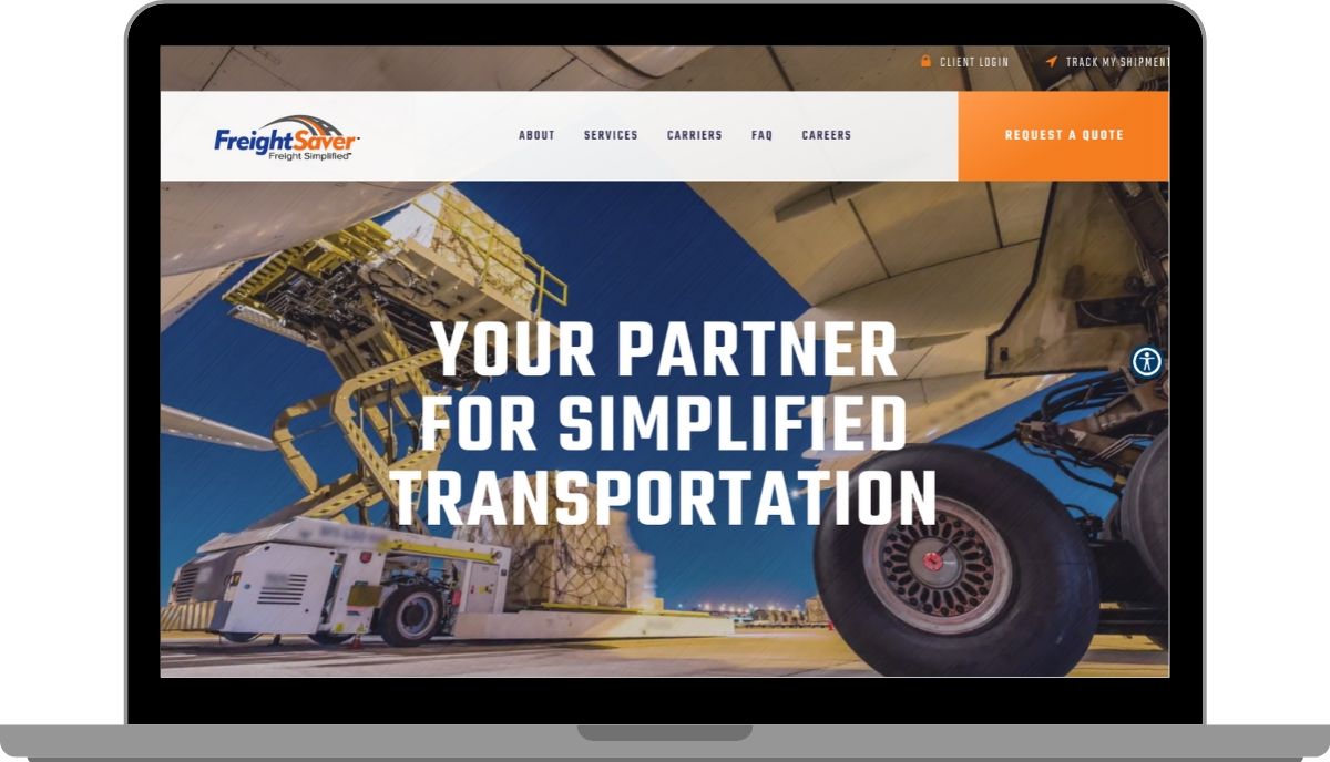 FreightSaver website on laptop screen