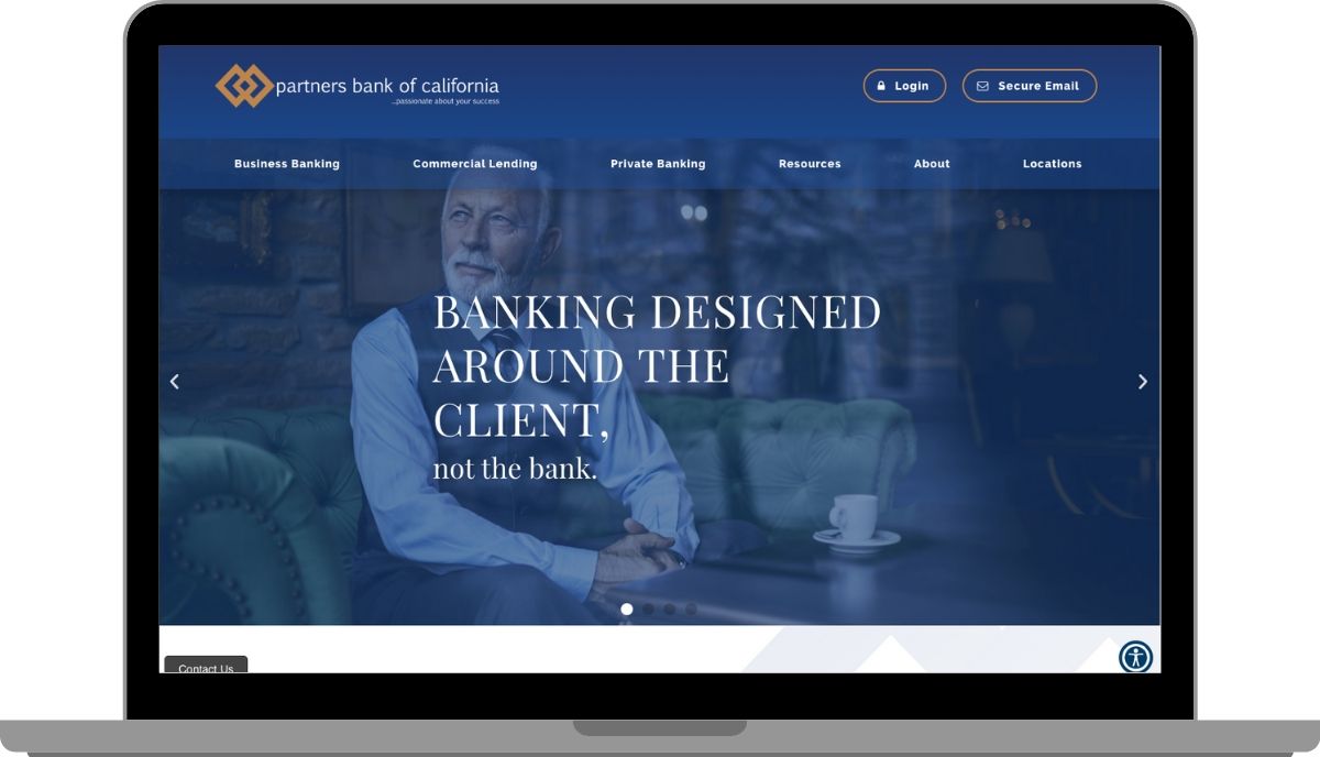 Partners Bank website on laptop screen